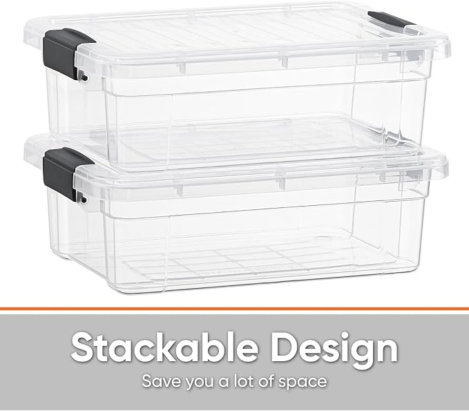Superio Storage Bins with Lids- 8 Pack, 7.4 Qt Clear Boxes - Image 4