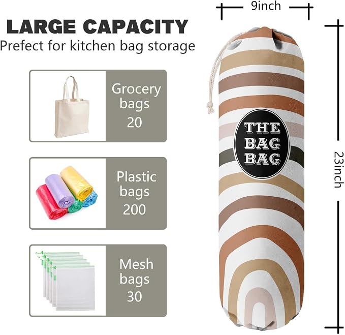 The Bag Bag Grocery Bag Holder, Boho Pattern Grocery Bags Holder Organizer - Image 2