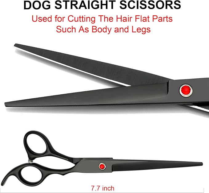 Professional Dog Grooming Scissors Kit Black 6 in 1, Dog Shears - Image 5