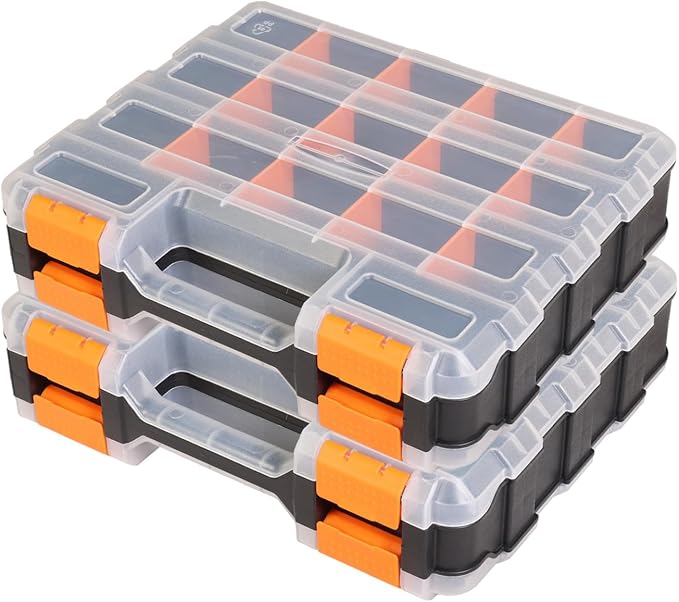 Tool Box with Transparent Lid, Double Side 34-Compartments Organizer Box with by Unknown