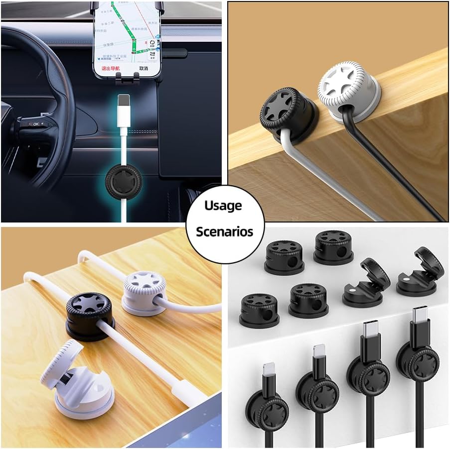 11PCS Cable Management Cord Holder Organizer, Magnetic Cable Clips