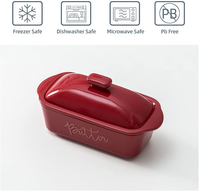 FE Butter Dish, 10 oz Ceramic Butter Keeper - Image 2