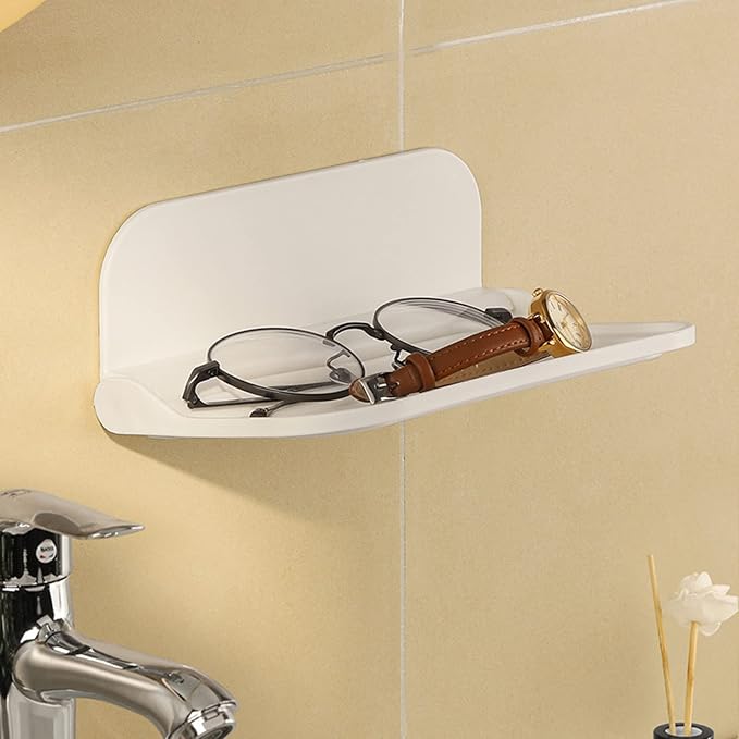 Wall Mounted Small Floating Shelf, Foldable Adhesive Plastics Floating Shelf - Image 2