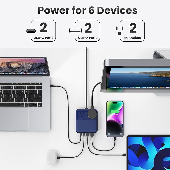 USB C Charger Block, 135W GaN IV Fast Charging Station Hub, 6-in-1 USB C Power - Image 3
