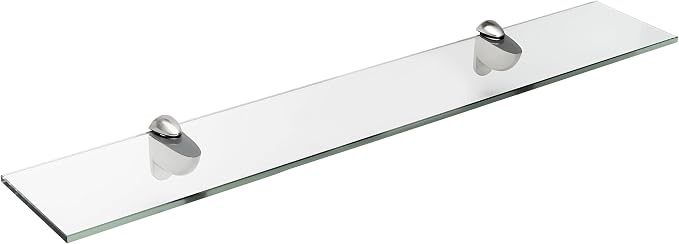 Spancraft Glass H-4.75x30-Brushed Steel Heron Glass Shelf, Brushed Steel by Spancraft