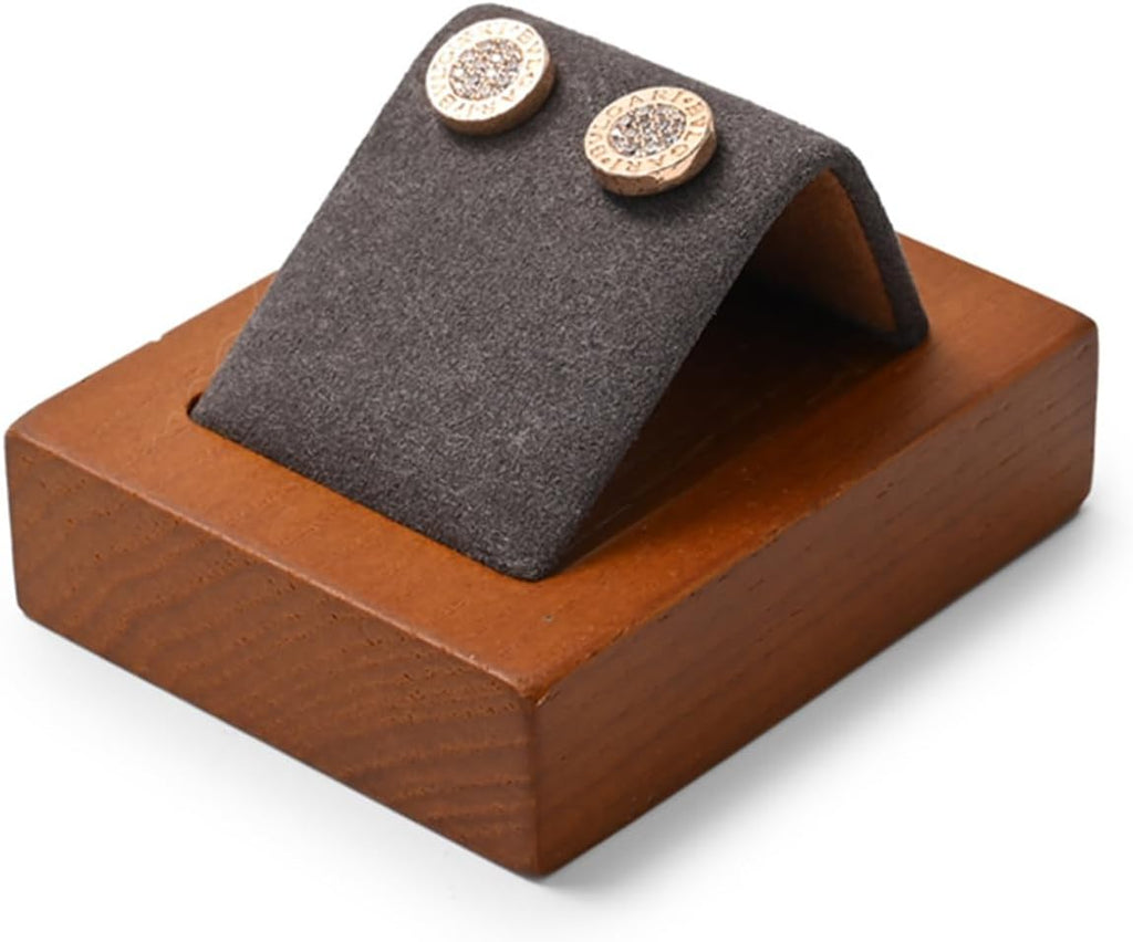 Solid Wood Earring Jewelry Display Stand with Microfiber Finish
