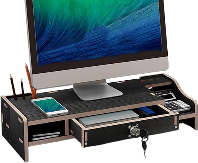 Monitor Riser - Wooden Desktop Organizer Shelf - Desktop Organizer - - Image 9