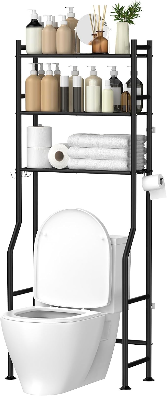 3-Tier Over The Toilet Storage, Space Saver Metal Bathroom Shelves, by QualityHomewareTimlessComfort