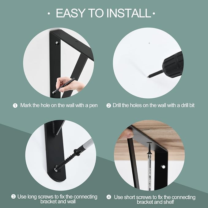 8 Pack L6 x H 4" Black Heavy Duty Shelf Brackets - Image 7