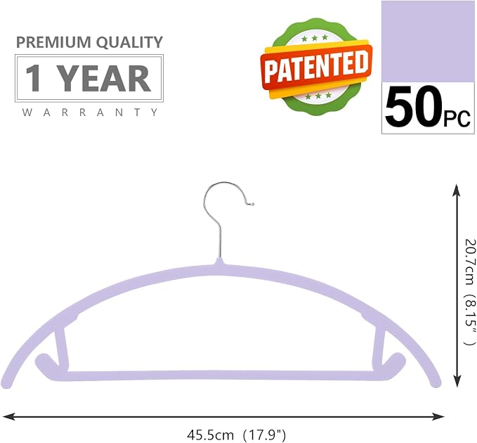 MIZGI Premium Velvet Hangers 50 Pack Heavyduty- Non Slip No Shoulder Bump Suit - Image 2