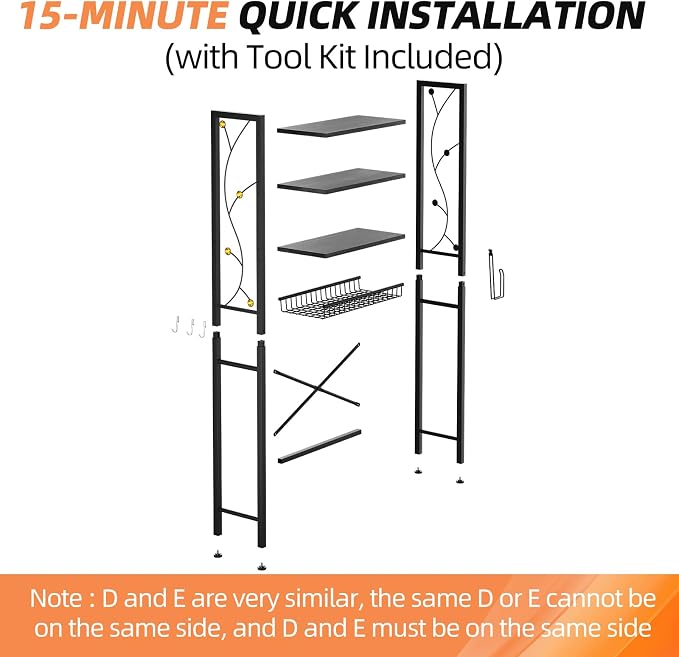 Over-The-Toilet Storage Rack, 4-Tier Bathroom Organizer Shelf Over Toilet - Image 9