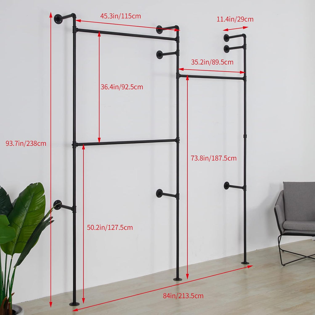 Wall Mounted Industrial Pipe Clothing Rack Garment Racks Pipeline