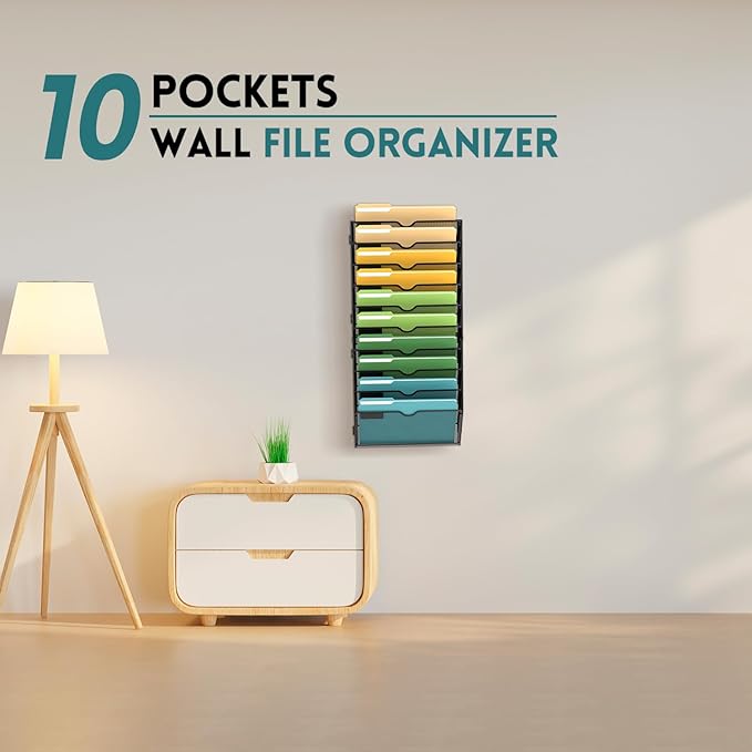 SUPEASY 10-Tier Wall File Organizer Mesh Office Mail Holder, Hanging Wall - Image 7