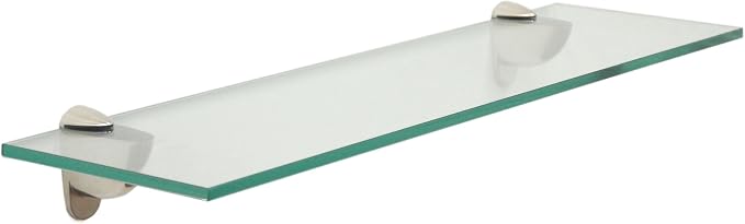 Spancraft Glass H-10x30-Brushed Steel Heron Glass Shelf, Brushed Steel by Spancraft