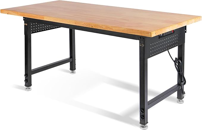 Height Adjustable Workbench 60”×22” Heavy Duty Work Table 2000 LBS Load - Image 7