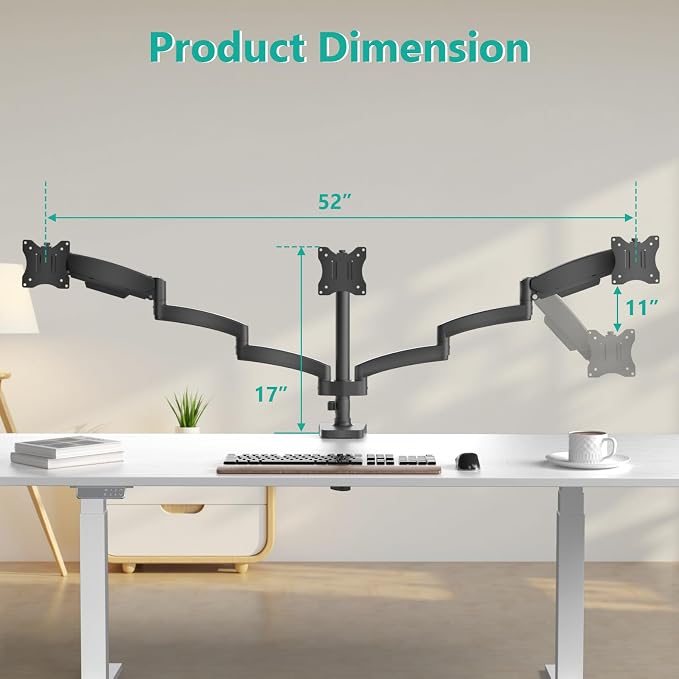 WALI Triple Monitor Mount, 3 Monitor Desk Mount - Image 3