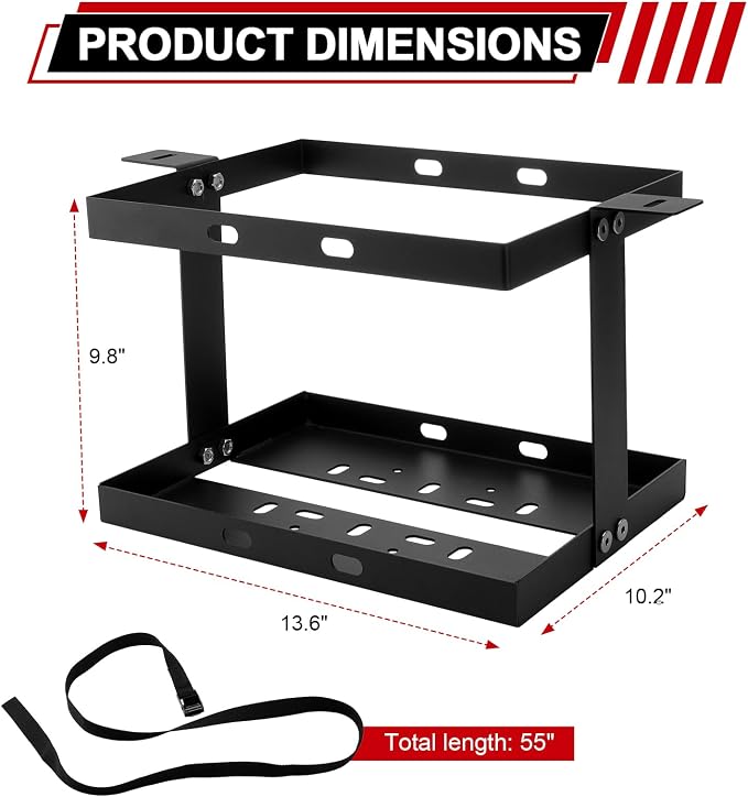 5 Gallon Gas Can Holder with One Securing Strap, Cold-forged Steel Fuel Tank - Image 2