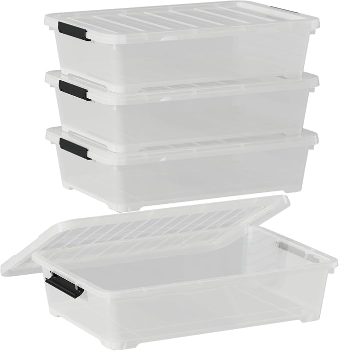 Saedy 4 Pack 40L Plastic Underbed Storage Container Box - Image 6