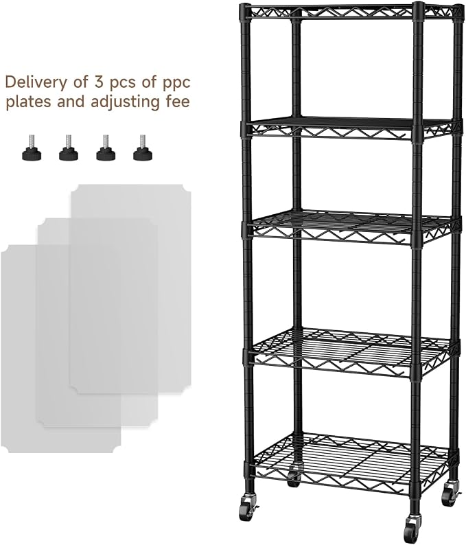 Small 5 Tier Shelves Storage Wire Shelving Unit Metal Shelf Adjustable - Image 4