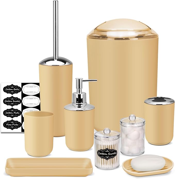 IMAVO Bathroom Accessories Set, 9 Pieces Bathroom Accessory Set, Qtip Holders by IMAVO