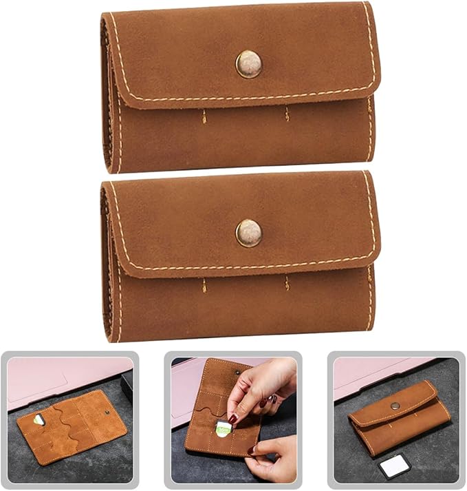 DOITOOL 2pcs Retro PU Memory Card Case Holder Organizer Secure Snap Closure - Image 9