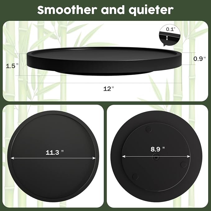 Lazy Susan for Table, 12 Inch Non-Skid Bamboo Turntable Organizer for Salt - Image 7