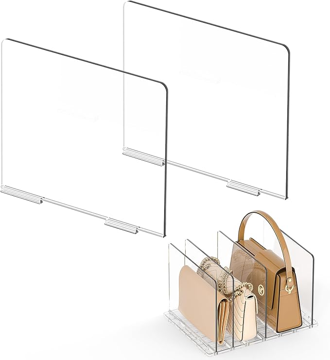 Bag Purse Organizer Accessories: 2-Dividers Plastic Clutch Dividers by SortNStore