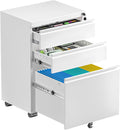 Bonusall 3 Drawer White File Cabinet, Fully Assembled Metal Rolling Filing by BONUSALL