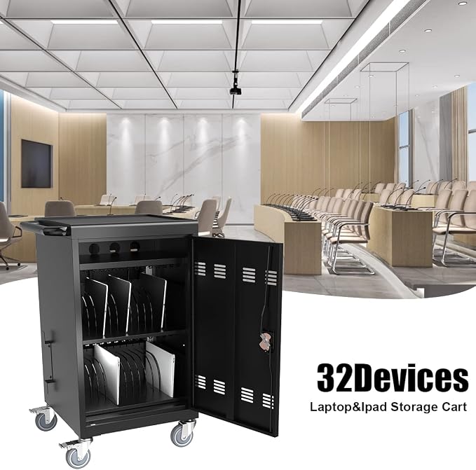 Laptop Charging Cart, 32 Device Tablet Storage Carts - Image 2