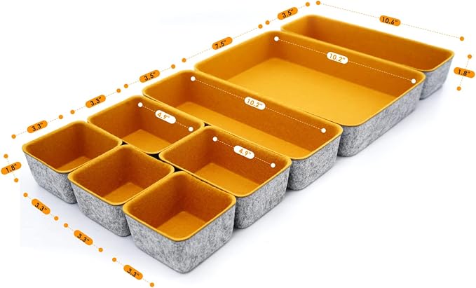 Welaxy desk drawer organizers tray felt storage bin - Image 6