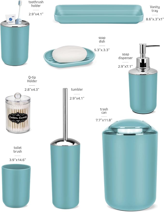 IMAVO Bathroom Accessories Set, 9 Pieces Bathroom Accessory Set, Qtip Holders - Image 4