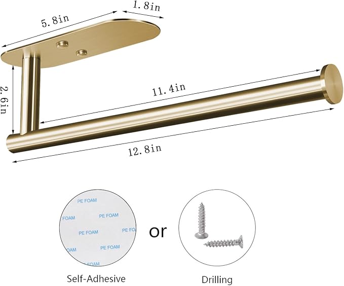 HUFEEOH Adhesive Paper Towel Holder Under Cabinet Wall Mount - Image 3