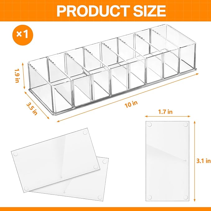 Tuanse 8 Pcs Acrylic Makeup Compact Organizer Detachable 8 Spaces Clear Vanity - Image 2
