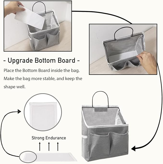 2pcs Small Wall Hanging Organizer Bag, Linen Fabric Door Hanging Storage Basket - Image 4