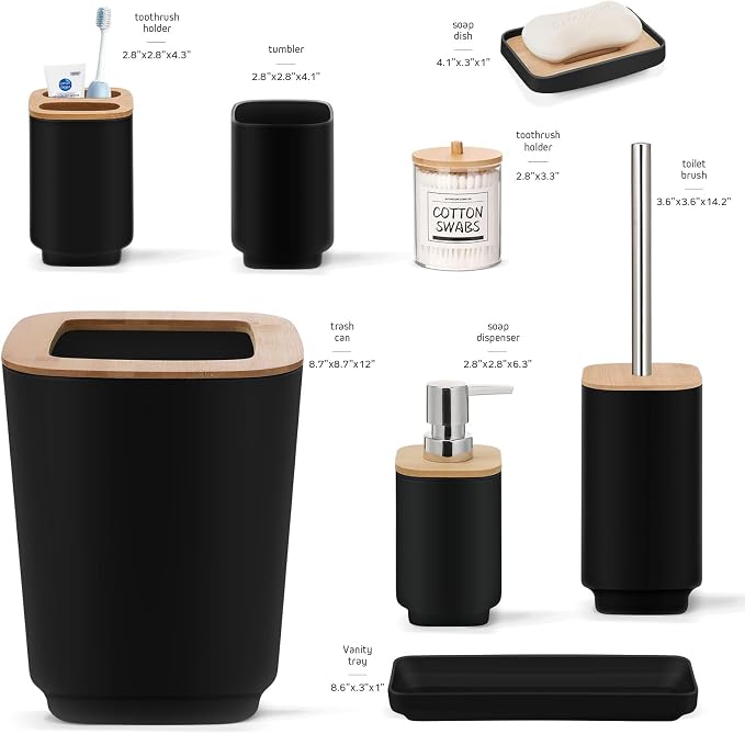 IMAVO Bathroom Accessories Set, 11 Pieces Bathroom Accessory Set, Trash Can - Image 5