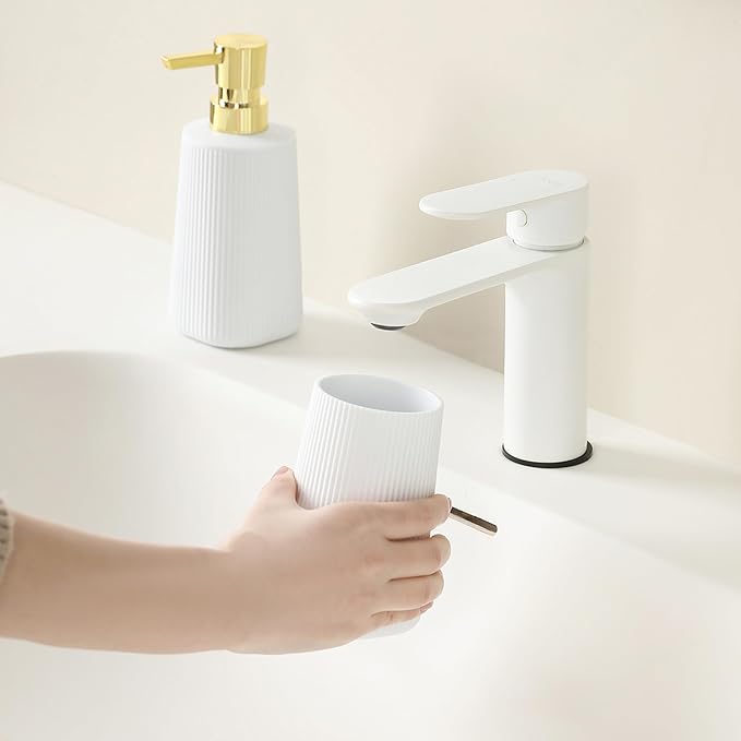 Bathroom Accessories 2 Piece Soap Dispenser and Toothbrush Holder Set Striped - Image 6