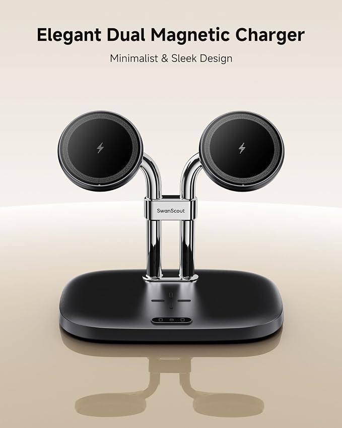 SwanScout Wireless Charger for iPhone Air/17, SwanScout 706M, Dual Magnetic - Image 6