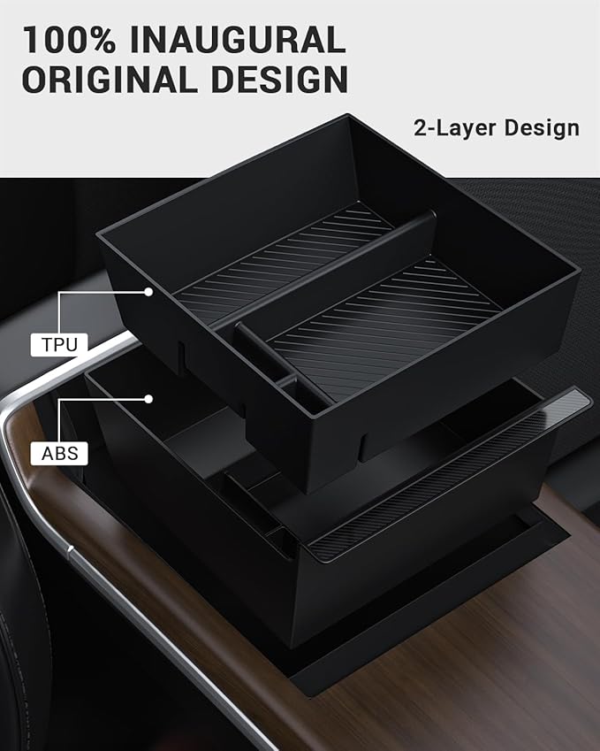 BASENOR 2026-2022 Tesla Model S Model X Center Console Organizer Tray, Armrest - Image 4