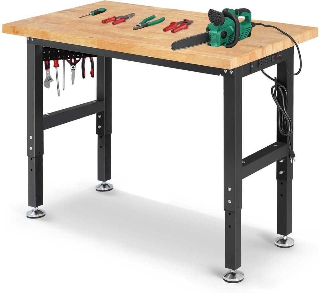 48" Heavy Duty Workbench for Garage, Adjustable Height Work Table with