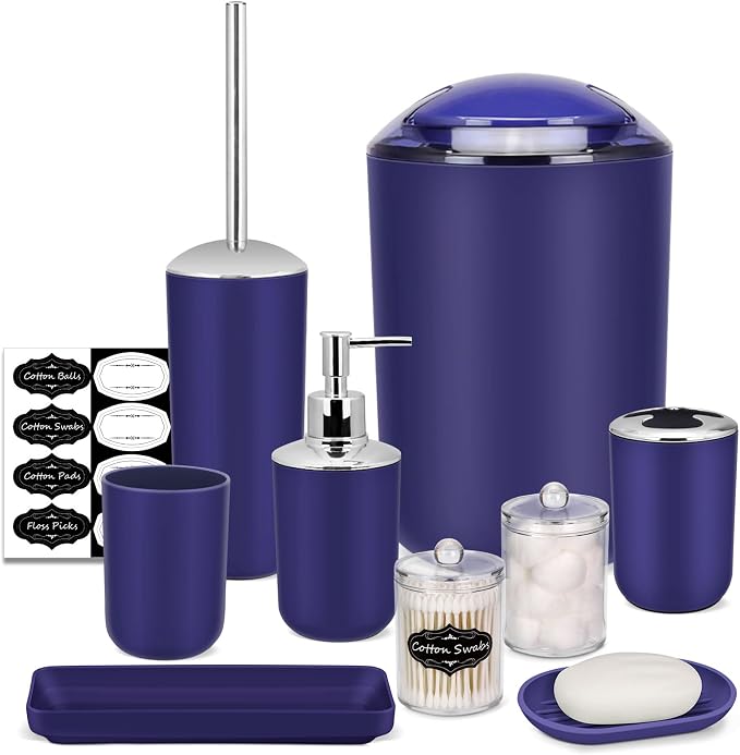 IMAVO Bathroom Accessories Set, 9 Pieces Bathroom Accessory Set, Qtip Holders by IMAVO