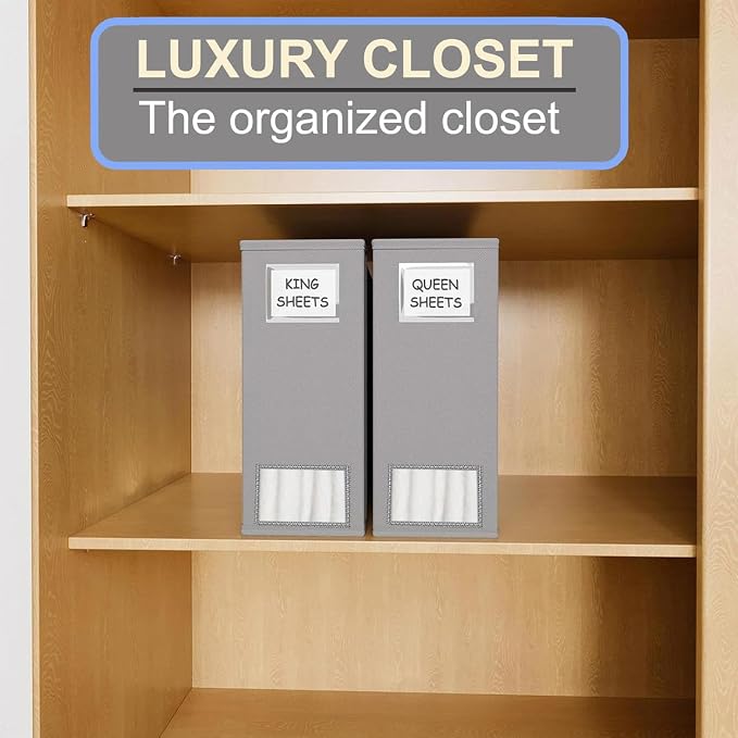Bed Sheet Organizers and Storage 2 Pack, Foldable Linen Closet Organizer - Image 3