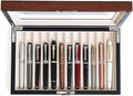 Wooden Pen Display Case – 12 Slot Lockable Fountain Pen Storage Box, Gift by Besforu