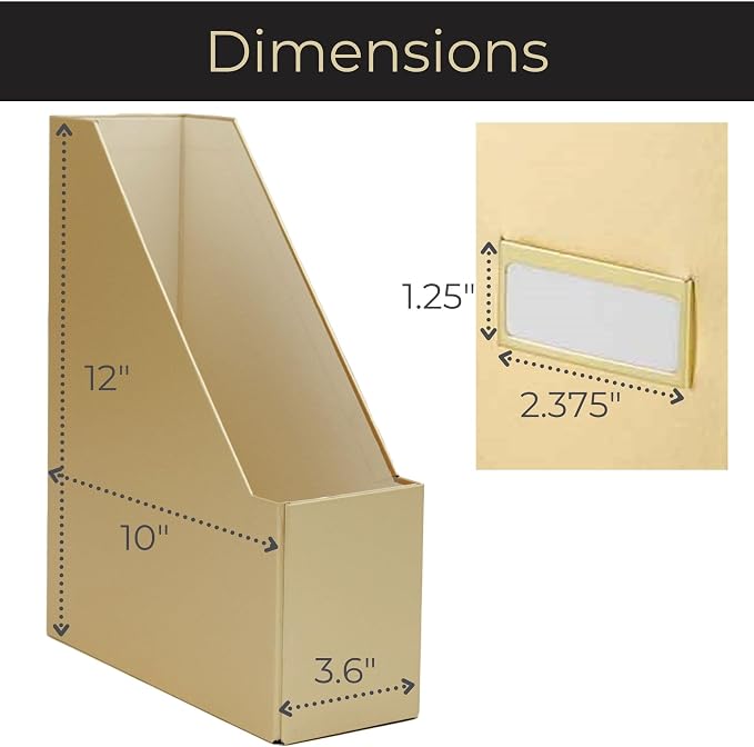 BLU MONACO Gold Magazine File Holder Set of 4 – Stylish Desk Organizer - Image 6