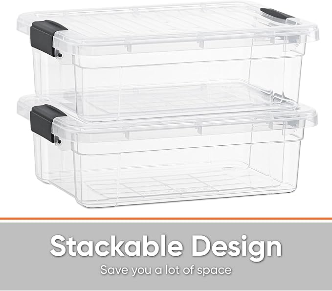 Superio Storage Bins with Lids- 6 Pack, 7.4 Qt Clear Boxes - Image 3