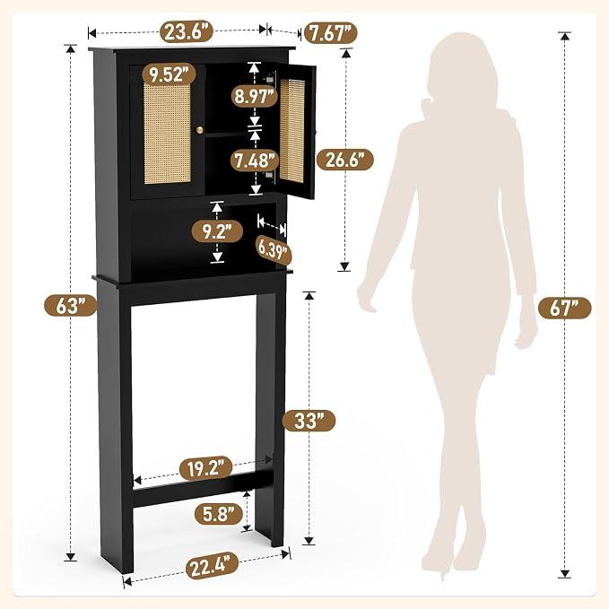 Over The Toilet Storage Cabinet, Behind Toilet Bathroom Organizer - Image 2