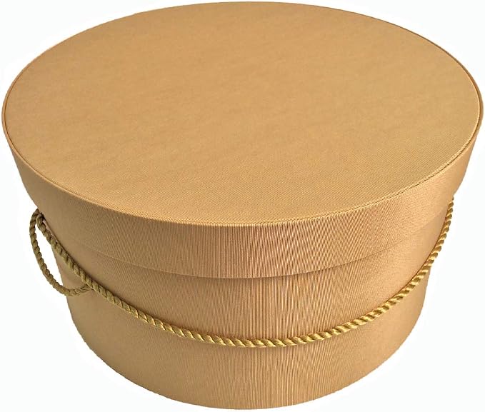 Sarah's Hat Boxes Classic Gold Hat Box – 12.75" x 6.5" Handmade in USA – by SarahsHatBoxes