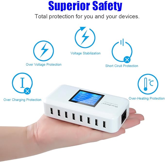 60W/12A 8-Port Desktop Charging Station Multiple USB, Tablet and More - Image 6