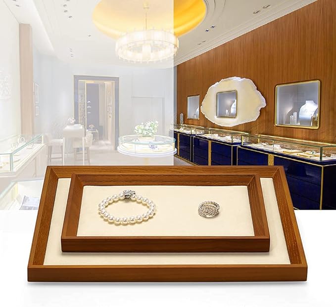 Oirlv Solid Wood Small Jewelry Tray Trade Showcase Countertop Jewelry Display - Image 3