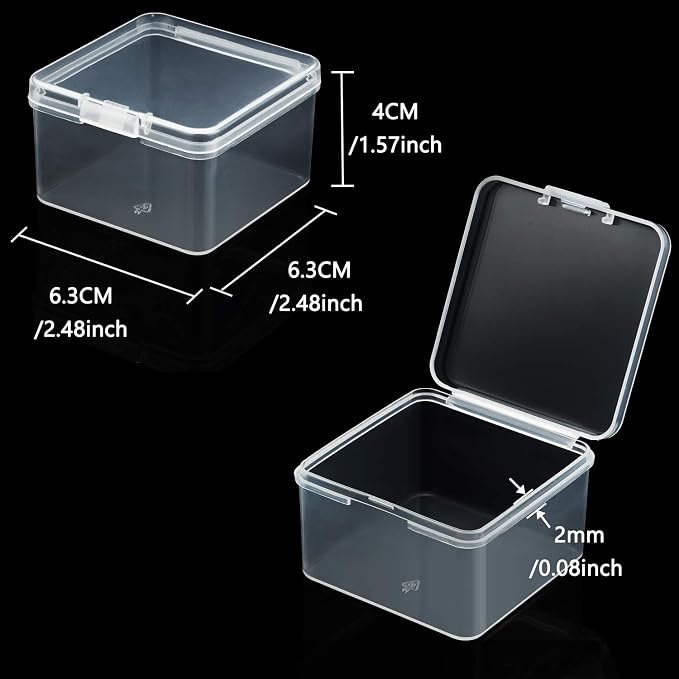 SATINIOR 24 Packs Small Clear Plastic Beads Storage Containers Box - Image 2