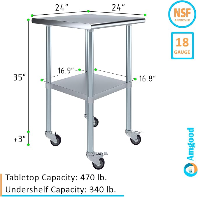 AmGood 24" Long x 24" Deep Stainless Steel Table - Image 3